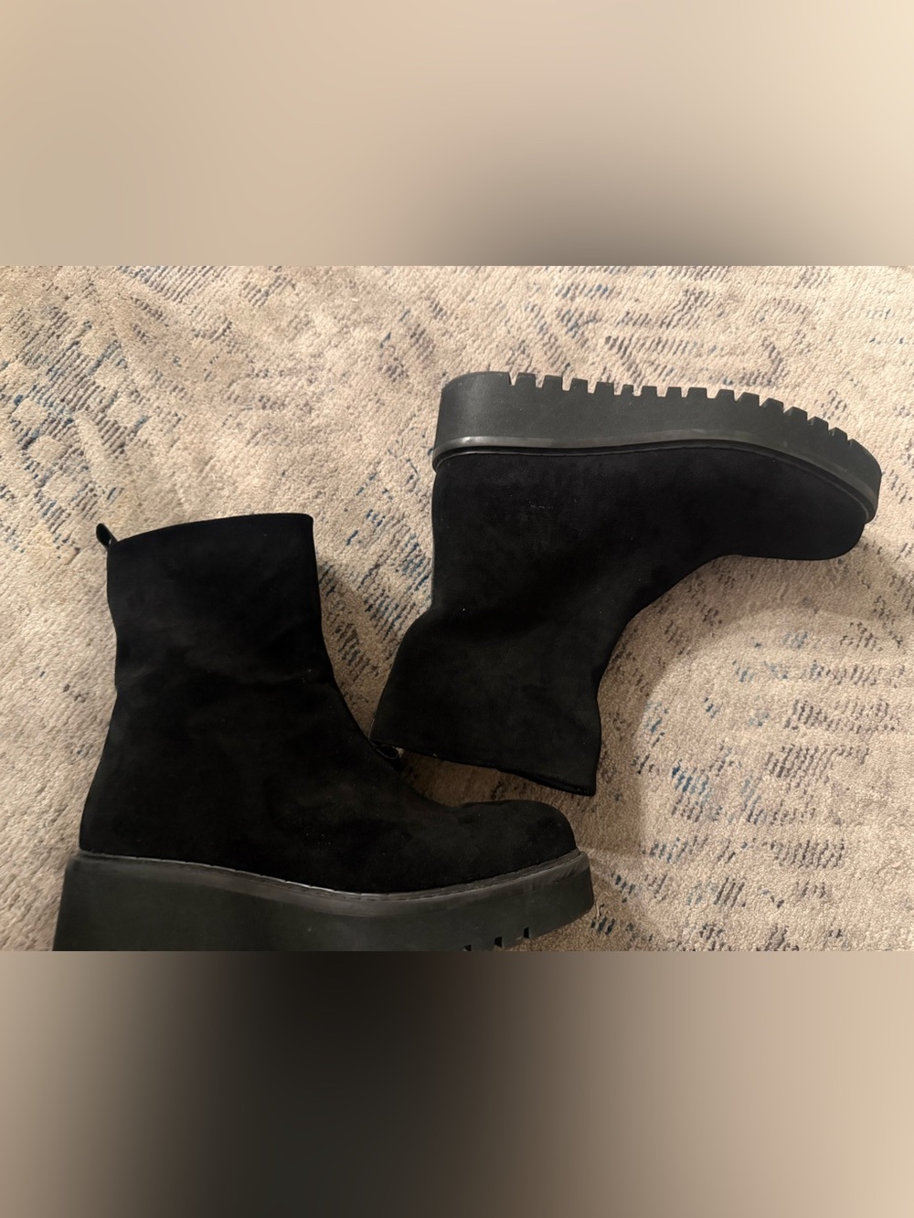 Women's Black Suede Platform Ankle Boots